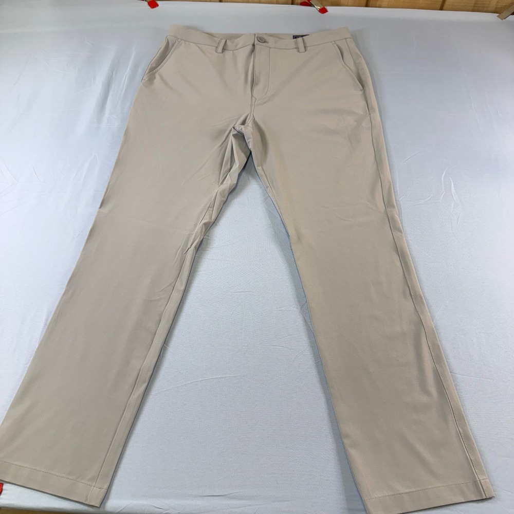 Vineyard Vines Men On-The-Go Performance Pant Khaki Tan 35x32 Golf Chino Stretch